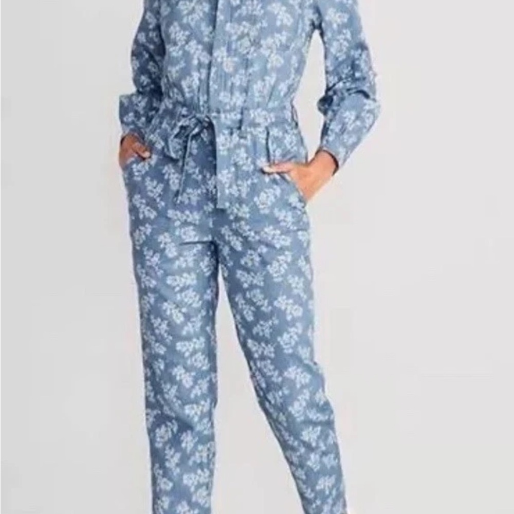 Old Navy Light Blue Floral Jumpsuit
